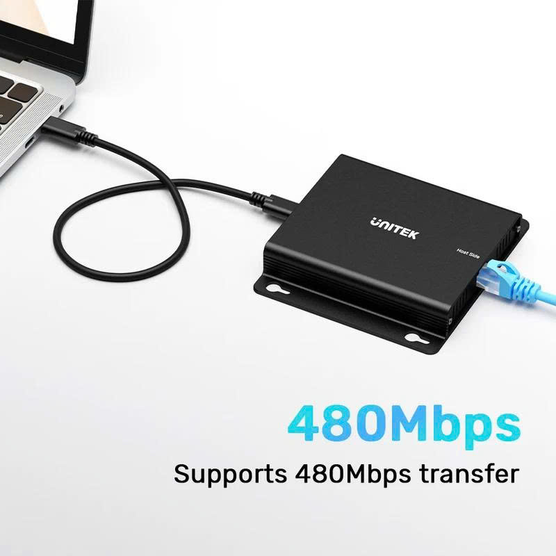 Bộ mở rộng USB 4 cổng qua cáp mạng 150m UNITEK U1222ABK01-EU