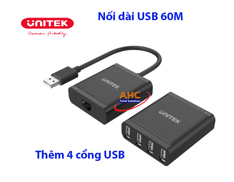 Bộ nối dài USB to LAN 60m 1 ra 4 Unitek Y-2516 Unitek Y-2516 - Thêm 4 cổng USB