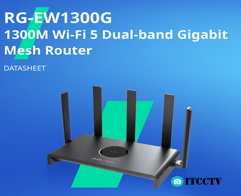 Bộ phát WiFi Ruijie RG-EW1300G - WiFi 5 Mesh, băng tần kép, phủ sóng mạnh