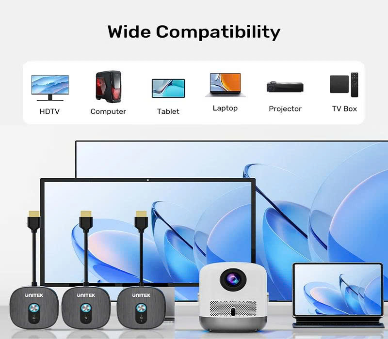 Bộ truyền HDMI không dây 2 màn hình Full HD 1080P 50m UNITEK V1711ABK01