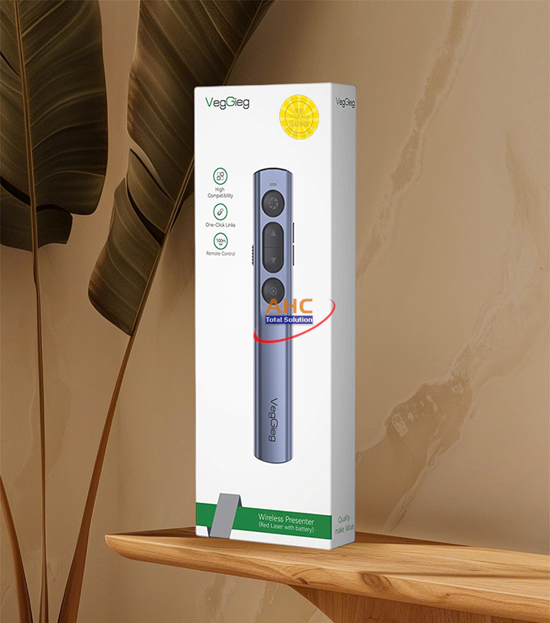 Bút trình chiếu không dây laser đỏ Veggieg V-LP002 - Thiết bị thuyết trình chuyên nghiệp