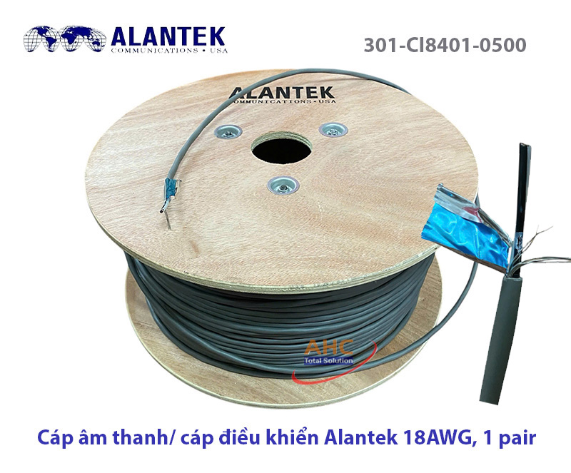 Cáp âm thanh, cáp điều khiển alantek 18AWG 1 Pair 301-CI8401-0500