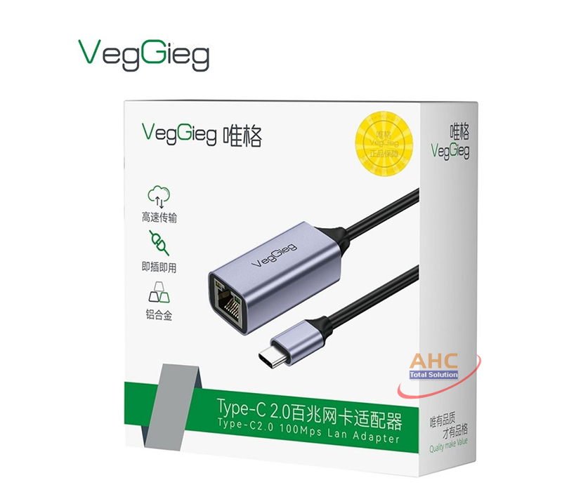 Cáp chuyển USB-C to Lan 10/100/100 Veggieg V-K308