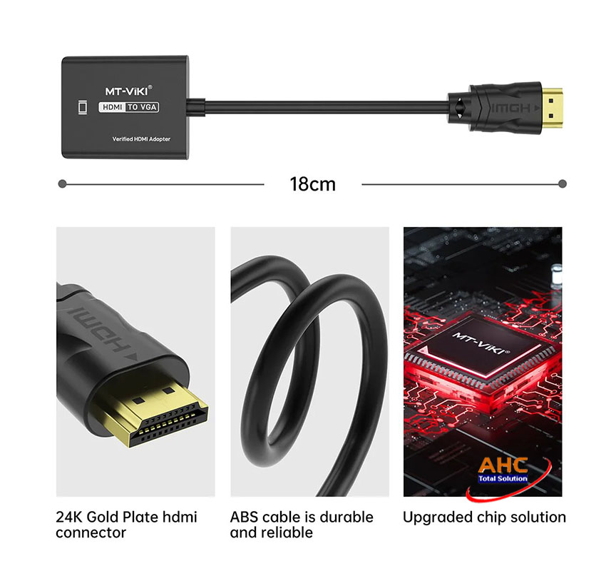 Cáp Chuyển Đổi HDMI Sang VGA 1080P MT-Viki MT-M02