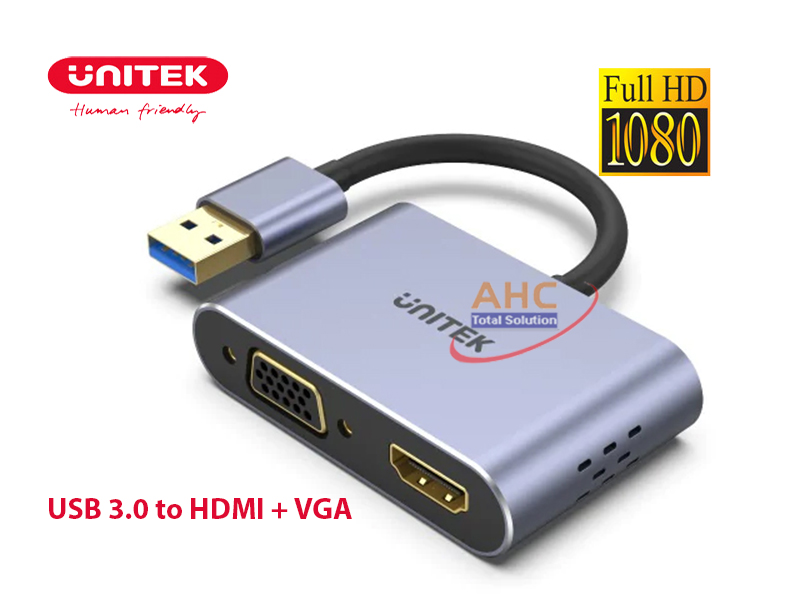 Cáp chuyển đổi USB 3.0 to HDMI và VGA Unitek V1304A - Giải pháp kết nối đa màn hình chất lượng cao