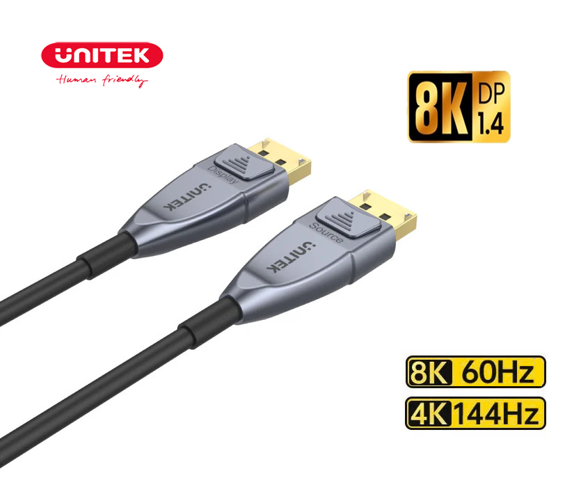 Cáp DisplayPort 1.4 8K sợi quang 15M Unitek C1617GY - Hỗ trợ 8K@60Hz, 4K@144Hz