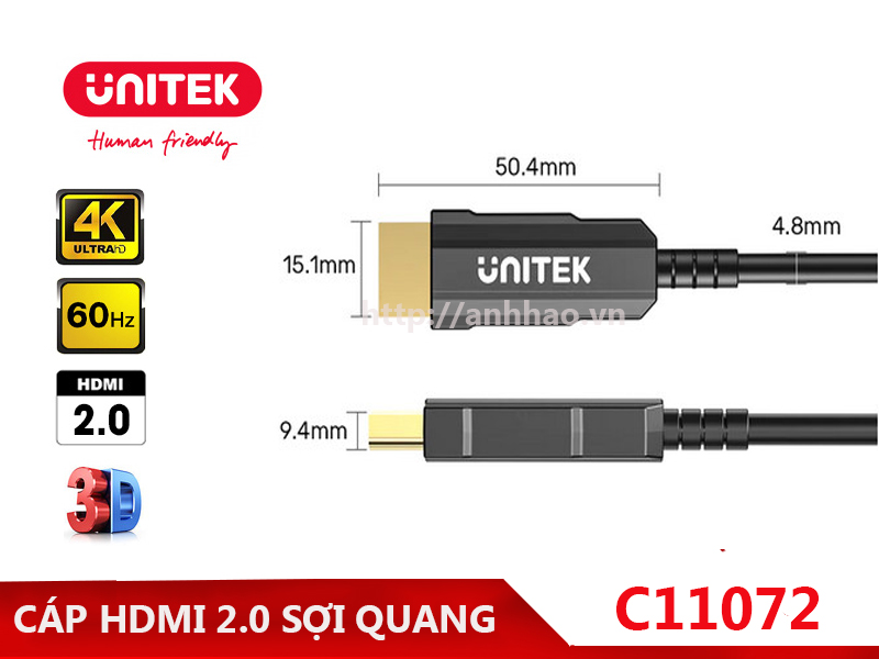 Cáp HDMI 2.0 sợi quang hợp kim kẽm dài 50M Unitek C11072
