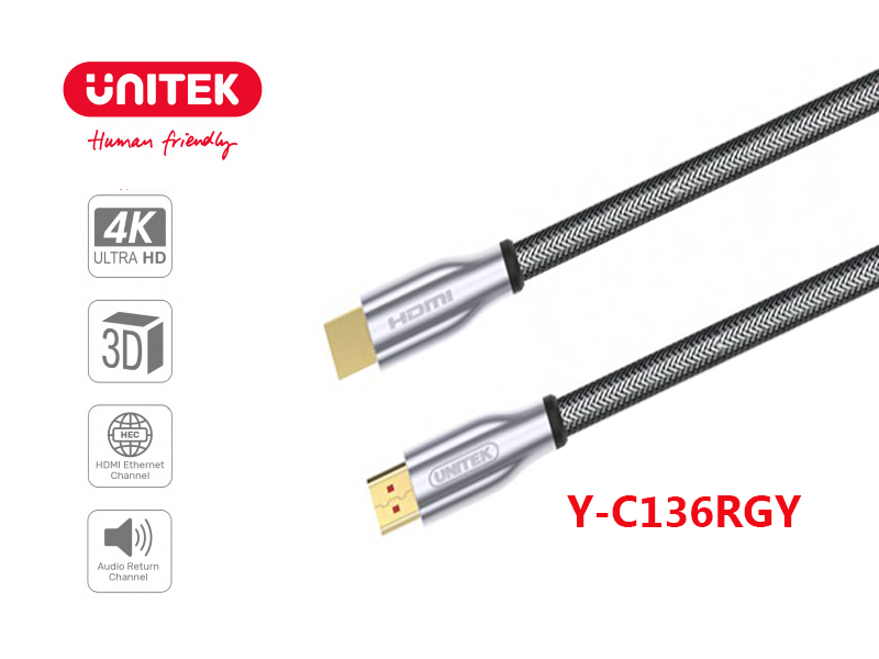 Cáp HDMI 2.0 dài 1M Y-C136RGY Unitek chính hãng,