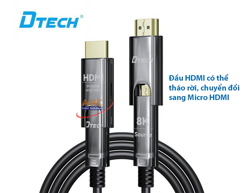 Cáp HDMI 8K sợi quang dài 30m Dtech DT-HOF3030, chuẩn HDMI 2.1