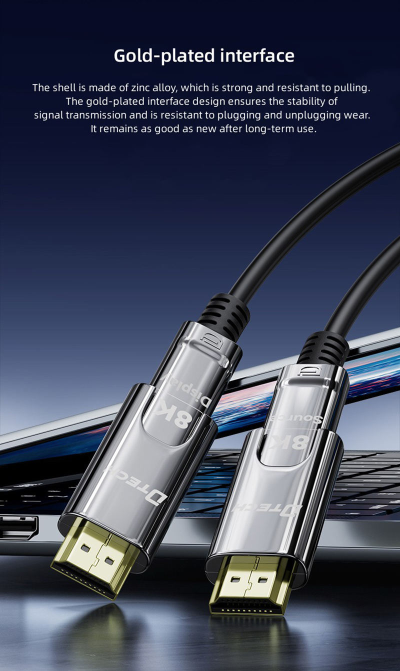 Cáp HDMI 8K sợi quang dài 30m Dtech DT-HOF3030, chuẩn HDMI 2.1
