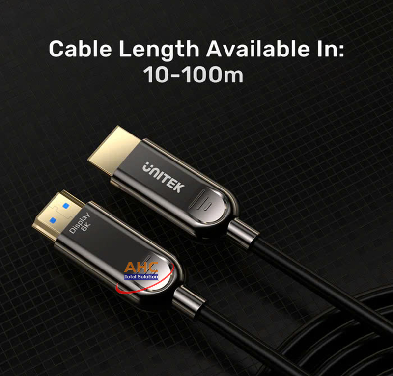 Cáp HDMI 2.1 sợi quang 8K dài 100m Unitek C11085GY01-100. Độ phân giải 8K@60Hz