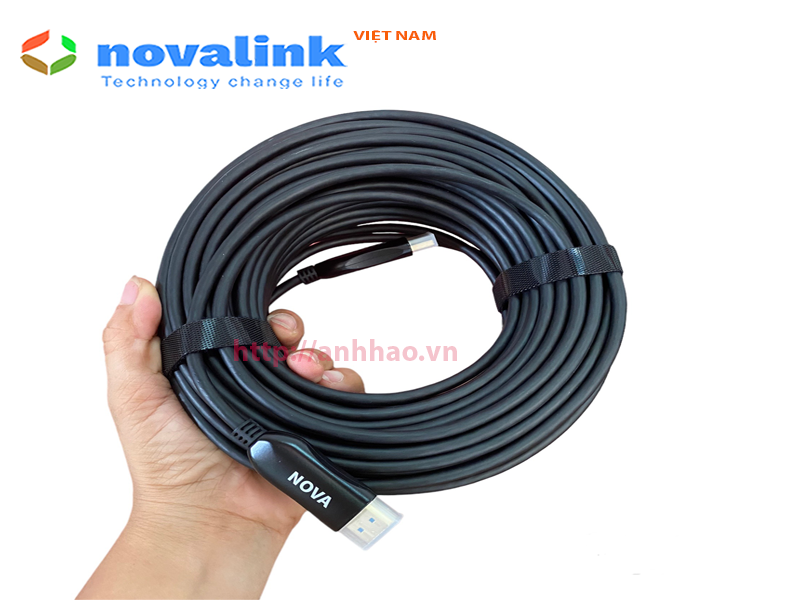 HDMI 2.0 Fiber optic cable 30M NV-32012 | Cáp HDMI 2.0 lõi quang dài 30M Novalink NV-32012 chính hãng