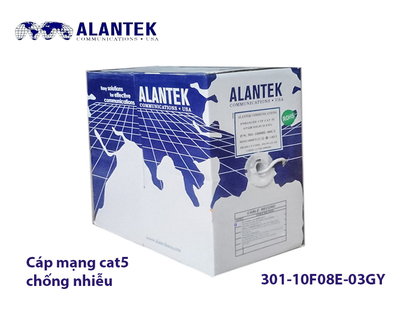 Cáp mạng cat5e chống nhiễu FTP Alantek 301-10F08E-03GY - Tiết diện lõi 24AWG