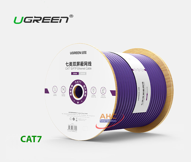 Cáp mạng cat7 S/FTP Ugreen 70318 cuộn 305m, màu tím