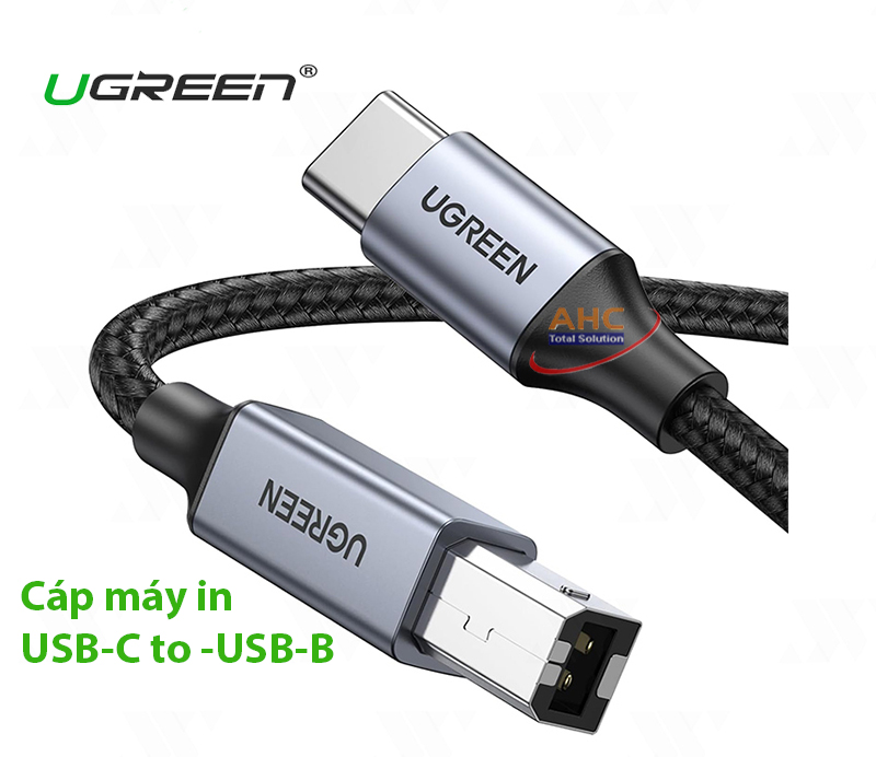 Cáp máy in USB Type-C UGREEN 80808 dài 3m màu đen