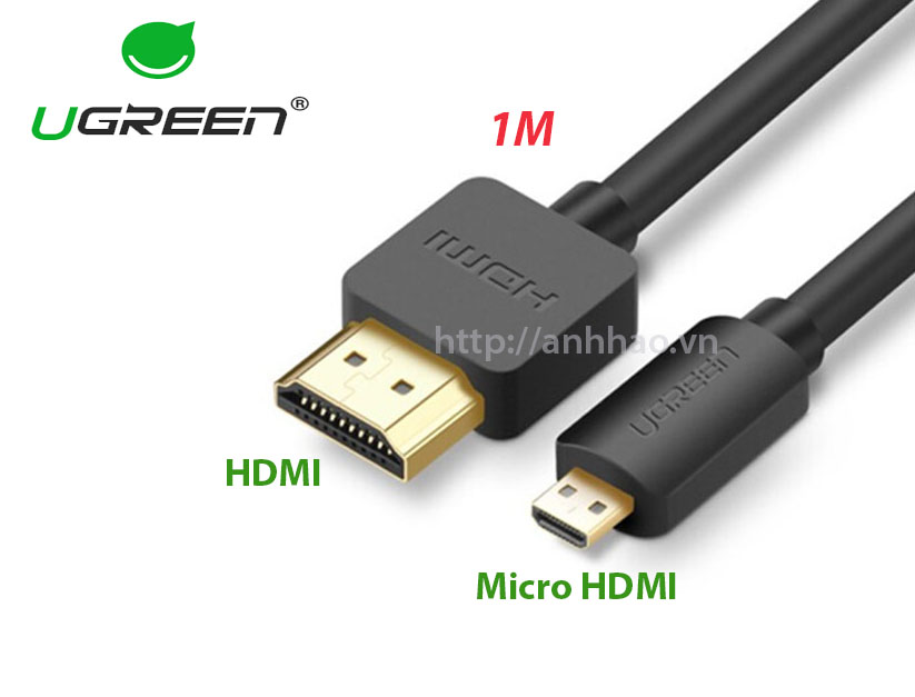 Cáp Micro HDMI to HDMI 1m Ugreen 30148 - Hỗ trợ 4K@60Hz