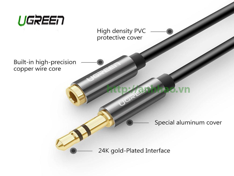 Cáp Audio 3.5mm nối dài 5m Ugreen 10538 chính hãng