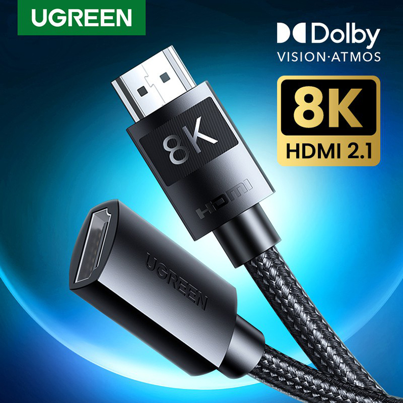 Cáp nối dài HDMI Ugreen 40447 dài 1m - Chuẩn HDMI 2.1, hỗ trợ 8K siêu nét