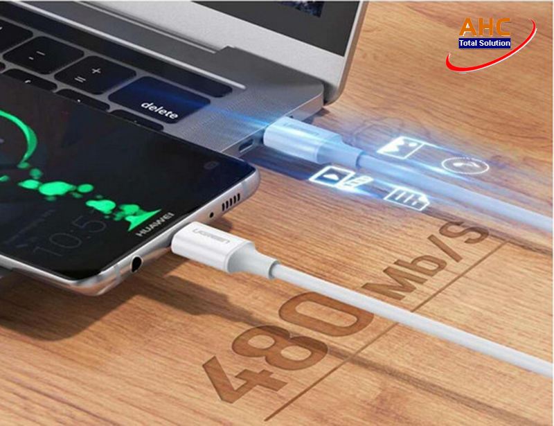 Cáp sạc nhanh USB type C 100W 20V/5A  dài 1m Ugreen 60551 - Dùng cho điện thoại samsung, iphone, ipad, android