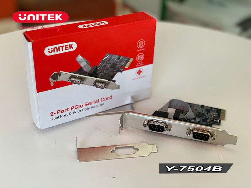 Card PCIe 2 cổng COM RS232 Unitek Y-7504B cho máy tính để bàn