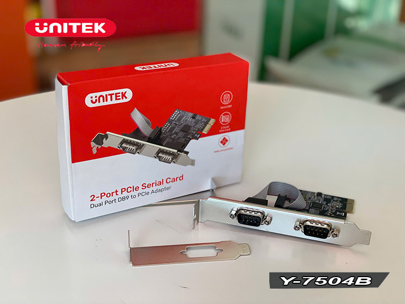 Card PCIe 2 cổng COM RS232 Unitek Y-7504B cho máy tính để bàn