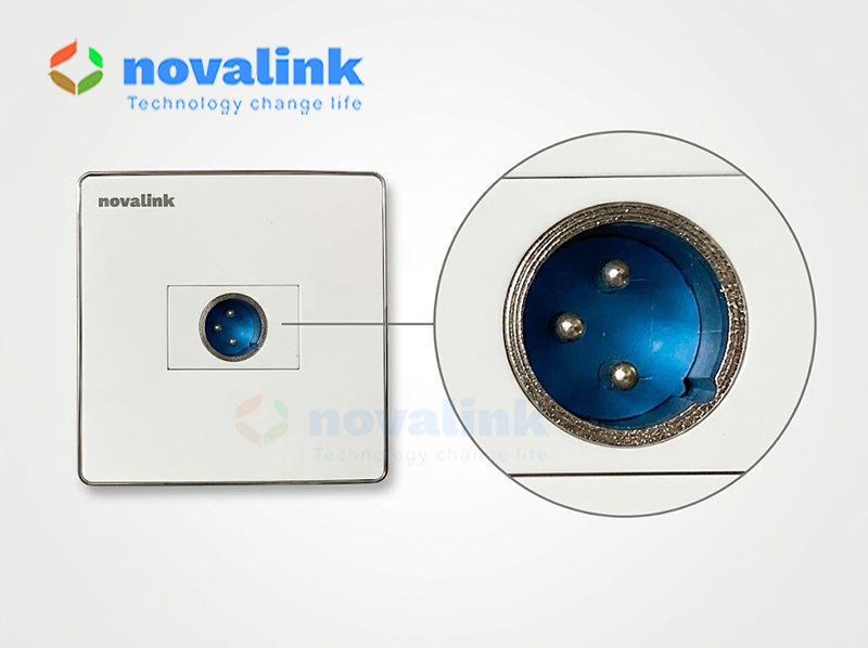 Ổ cắm Micro Canon âm tường Novalink 1 cổng - Cổng XLR cho hệ thống âm thanh phòng họp