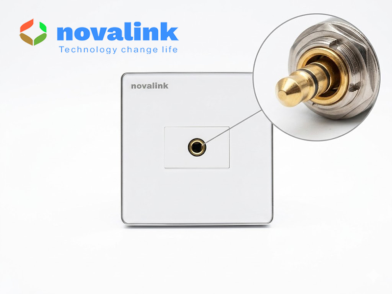 Ổ cắm micro âm tường 6.5mm Novalink cho phòng họp, karaoke