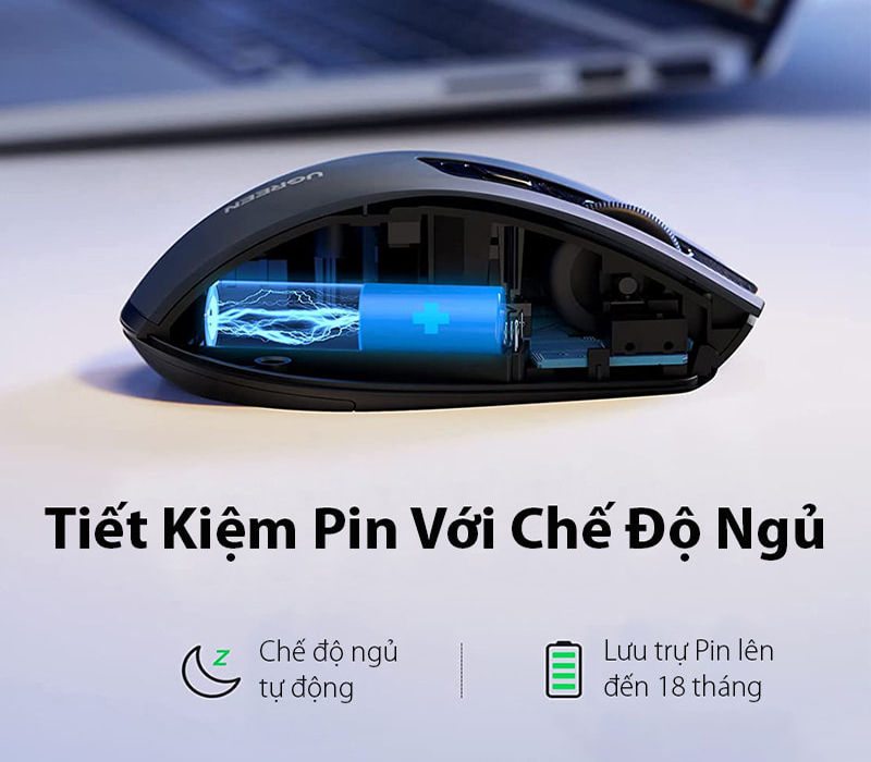 Chuột Bluetooth & Wireless Ugreen 15508 - Thiết kế công thái học, 4000 DPI