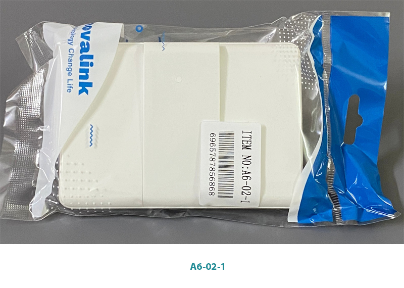 Công tắc đơn 2 chiều hạt dài Novalink A6-02-1 - màu trắng tuyết, mặt chống cháy, thiết kế cao cấp