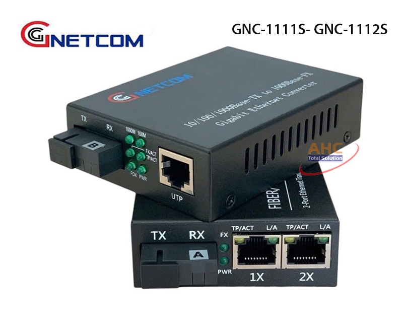 Bộ chuyển đổi quang điện 1 ra 2 cổng LAN Gigabit GNETCOM | GNC-2111S/ GNC-2112S