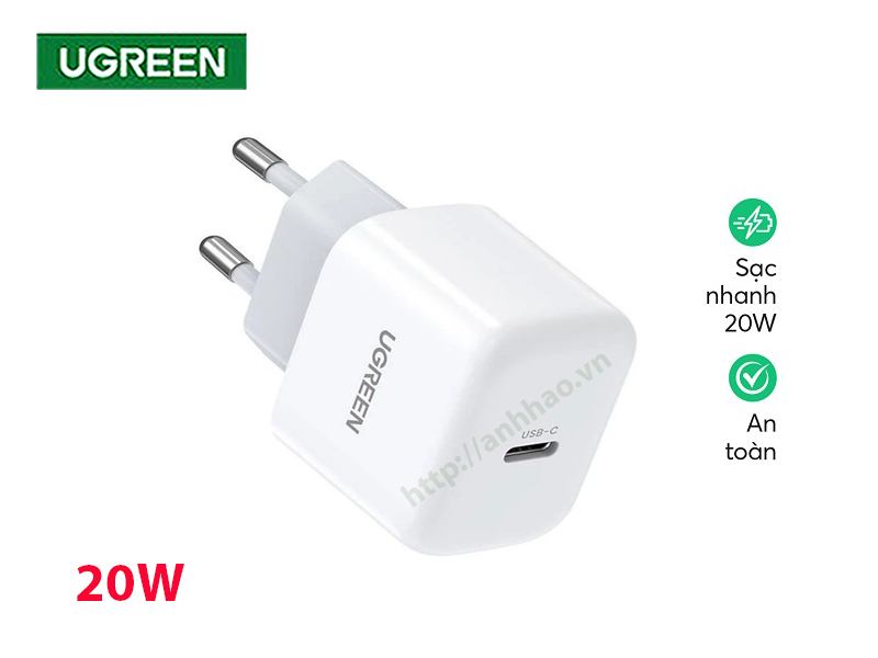 Ugreen 10220 - Củ sạc điện thoại nhanh USB type C công suất 20W chính hãng Ugreen