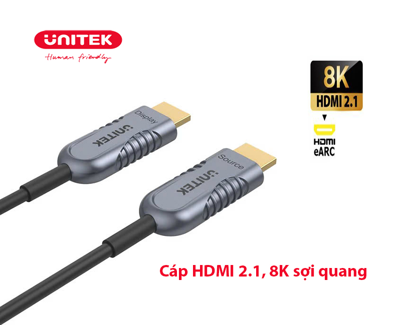 Cáp HDMI quang Unitek C11031DGY 30M - 8K@60Hz, 4K@120Hz, HDMI 2.1, Chơi Game & Trình Chiếu