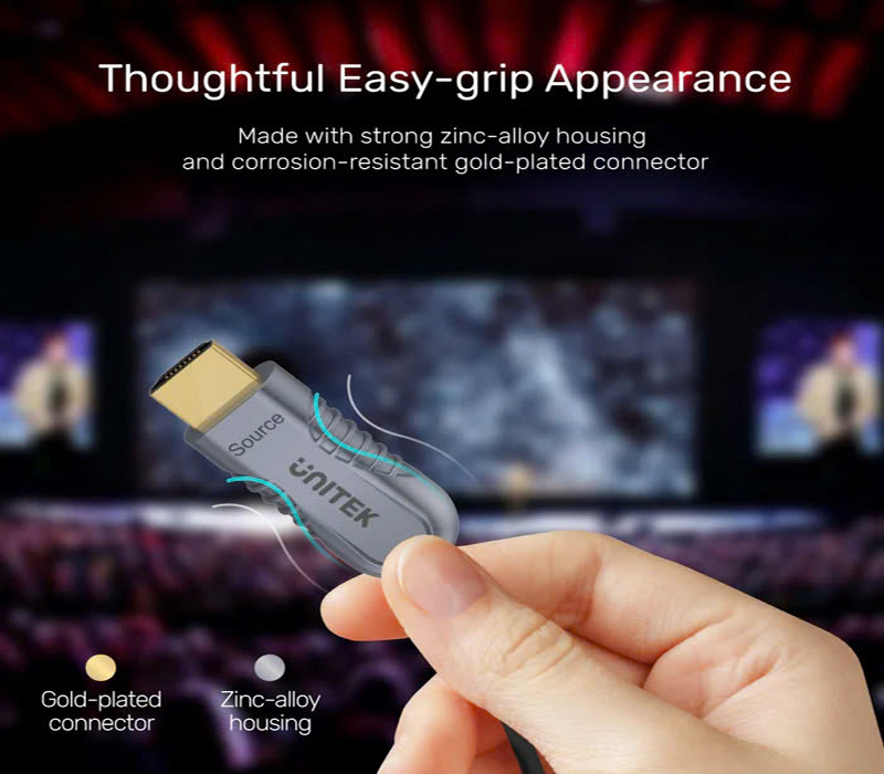 Cáp HDMI 2.1 quang học Unitek C11029DGY 15M - Truyền tải 8K@60Hz, 4K@120Hz