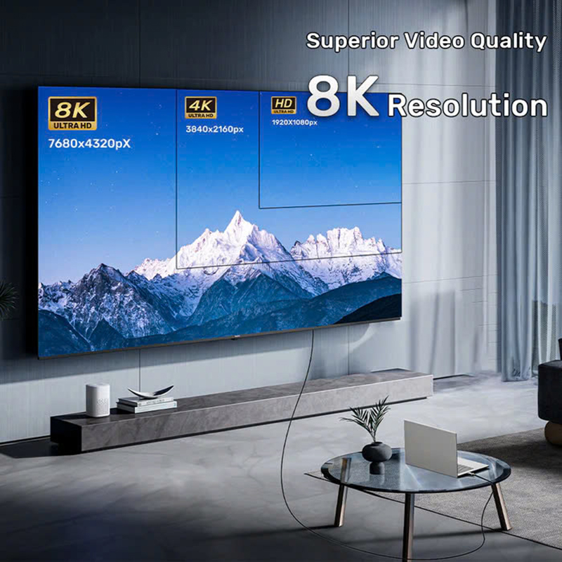 Độ phân giải lên đến 8K@60Hz, 4K@120Hz. Cáp HDMI 2.1 sợi quang Unitek cho hình ảnh sắc nét và chân thực