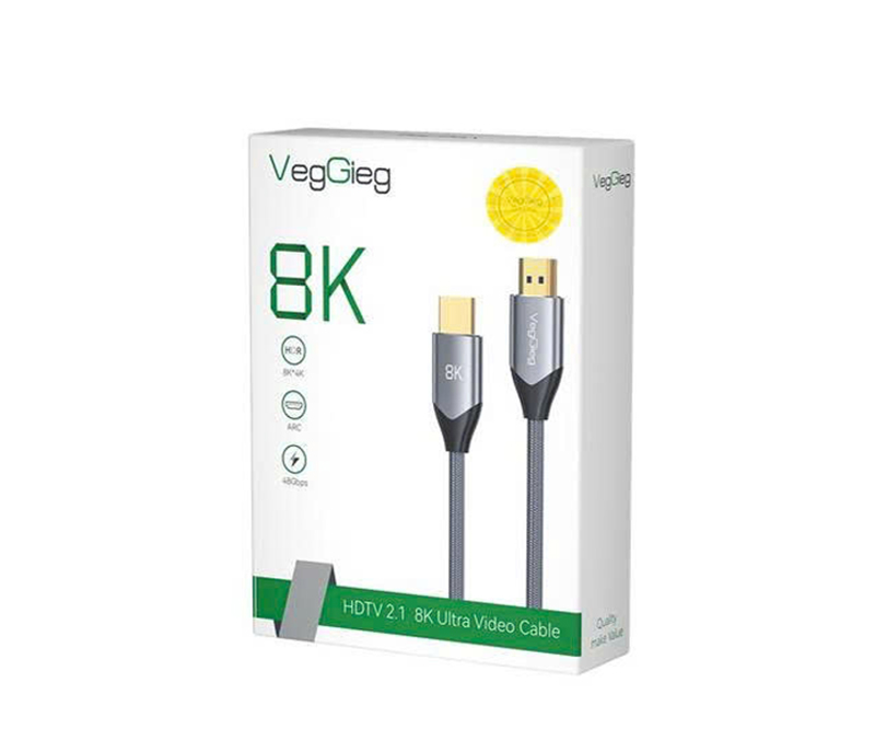 Dây cáp HDMI 2.1 8K dài 2M cho tivi, máy chiếu VegGieg V-H403 - Độ phân giải 8K@60Hz