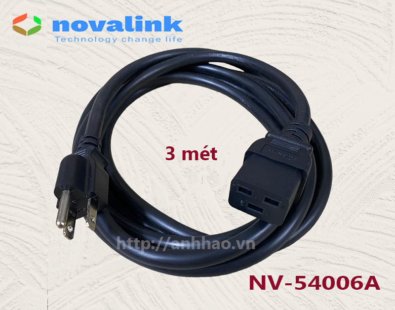 Dây nguồn 3 chân C19 3M Novaink NV54006A: Dùng cho UPS, PDU, Server | Lõi đồng 3G x 2.08mm