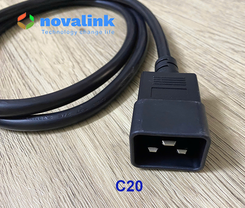 Dây nguồn C19 C20 1.5m chuyên dụng cho máy chủ, UPS, PDU | Chuẩn UL 3x2.08mm Novalink NV-56010A.