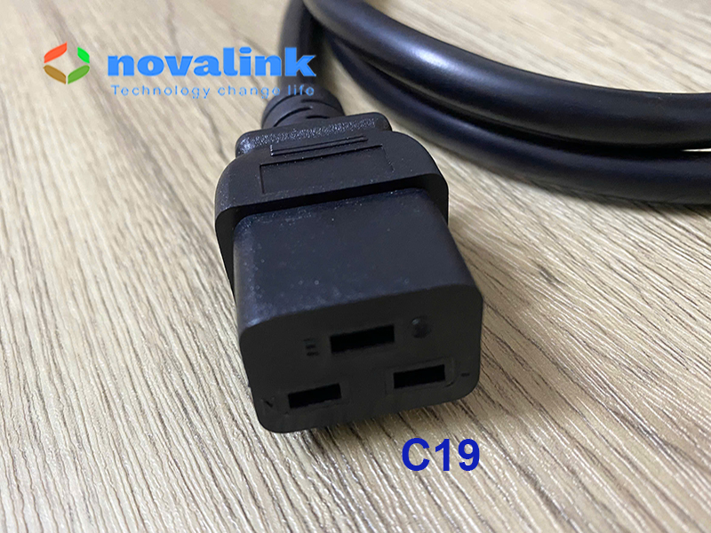 Dây nguồn C19 C20 1.5m chuyên dụng cho máy chủ, UPS, PDU | Chuẩn UL 3x2.08mm Novalink NV-56010A.