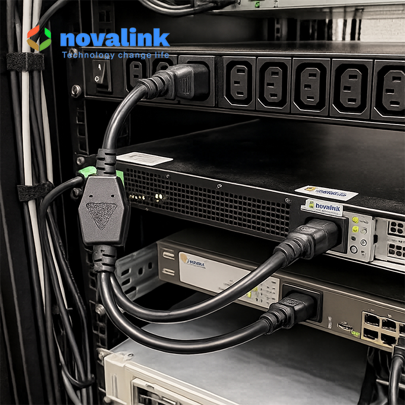 Dây nguồn chia chữ Y C14 sang 2 C13 Novalink NV-52009A