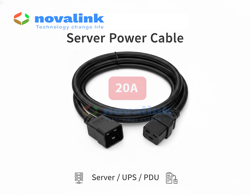D&acirc;y nguồn C19 C20 Novalink NV-56302A l&otilde;i đồng 12AWG, chịu tải 20A cho server v&agrave; UPS
