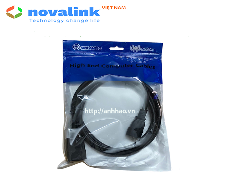 Dây nguồn C14 C20 dùng cho UPS, PDU Novalink NV-56101A, lõi đồng 3 x 2.08mm, tiêu chuẩn UL