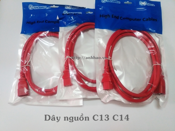 Dây nguồn USP, PDU chuẩn C13 C14 màu đỏ