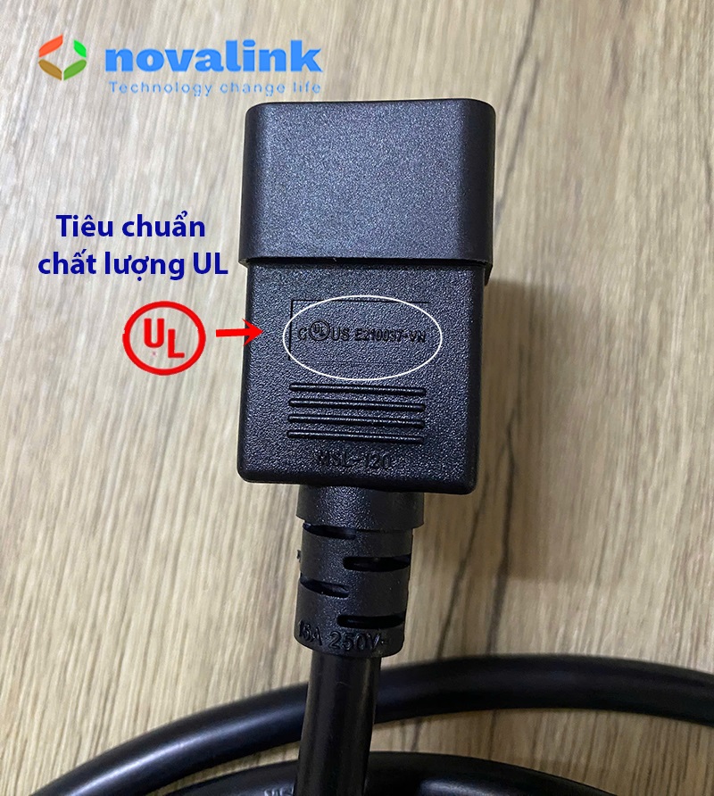 Dây nguồn C19 C20 1.5m chuyên dụng cho máy chủ, UPS, PDU | Chuẩn UL 3x2.08mm Novalink NV-56010A.