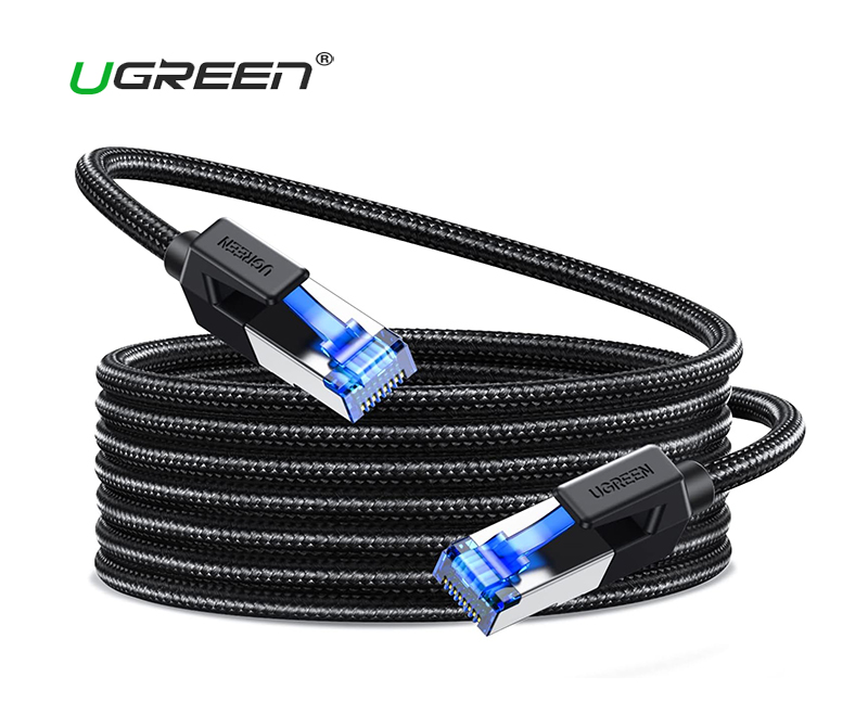 Dây nhảy cat8 15M Ugreen 30799 - Tốc độ 40Gbps, dây bọc dù chống nhiễu cao cấp