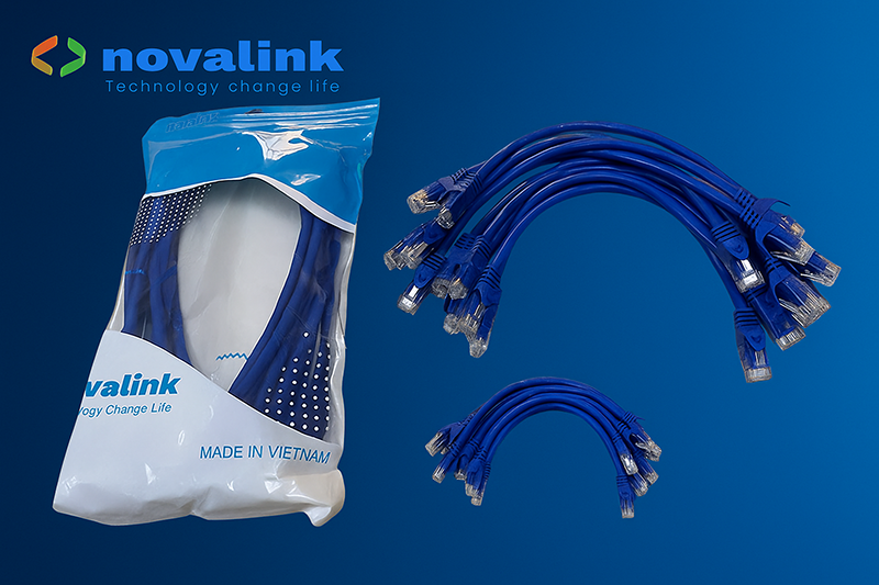 Dây nhảy Patch Cord Cat6 30cm Novalink NV-20118A - Tiết diện 24AWG, băng thông 550Mhz