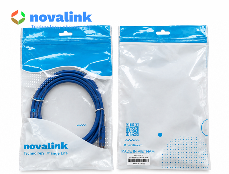 Dây nhảy, patch cord cat6 2M Novalink NV-20104A. Băng thông 550Mhz, Pass fluke