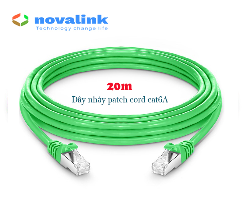 Dây nhảy Patch Cord Cat6A STP 20m màu xanh Novalink NV-6311A chính hãng