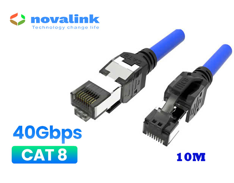 Dây nhảy mạng Cat8 SFTP dài 10m Novalink NV-20209A - Tốc độ 40Gbps, băng thông 2000Mhz