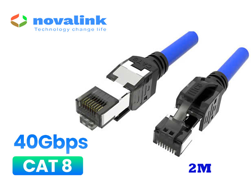 Dây nhảy mạng Cat8 SFTP 2M Novalink NV-20204A - Tốc độ 40Gbps, băng thông 2000MHz