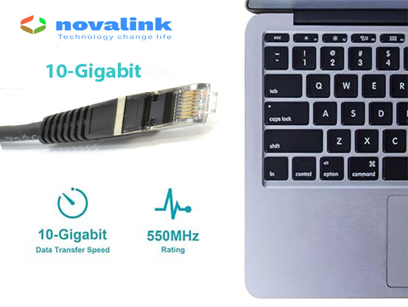 Dây nhảy cat6A STP dài 3M màu đen Novalink NV-62105A